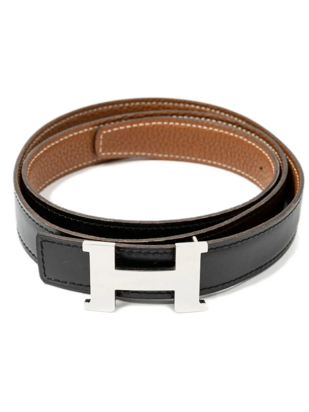 Hermes Constance Belt 32 Black Brown Box Leather